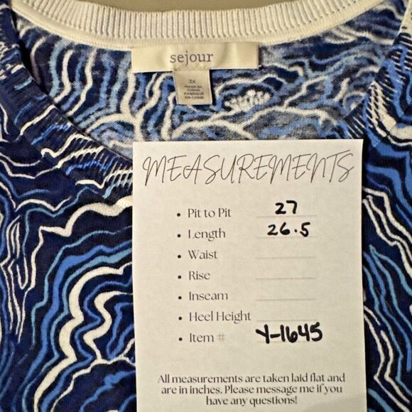 2/$30 Sejour Cardigan Sweater Womens 3X Blue Abstract Colorful Artsy Resortwear - Picture 10 of 10